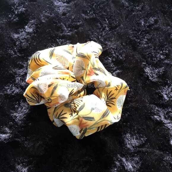 Hand Crafted Accessories - Dark Yellow Flower Chiffon Scrunchie SC2803 HANDCRAFTED